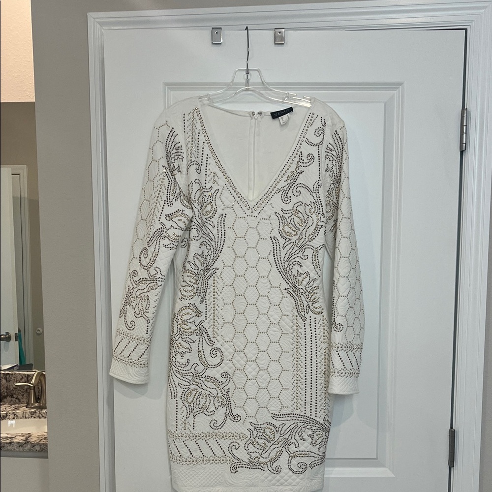 VENUS White Dress with gold Accents